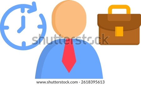 Full Time Job Icon Flat Vector Illustration