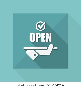 Full time open - Shop services 7/24 - Vector web icon