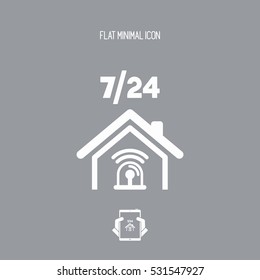 Full time protection service 7/24 - Vector web icon