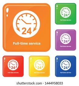Full time service icons set collection vector 6 color isolated on white background