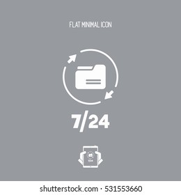 Full time storage data 7/24 - Vector web icon