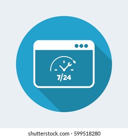 Full time web computer assistance 7/24 - Vector flat icon