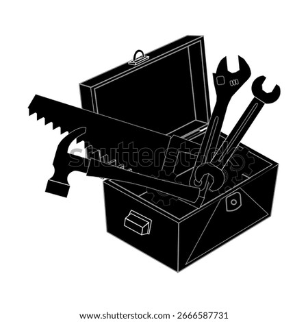 Full tool box silhouette illustration graphic design element