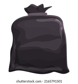 Full trash bag icon cartoon vector. Waste bin. Sack can