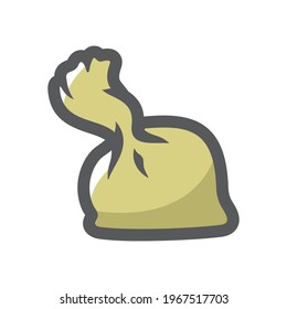 Icono del vector de la bolsa completa Ilustración de dibujos animados.