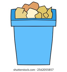 full trash bin illustration hand drawn isolated vector