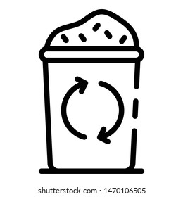 Full trash can icon. Outline full trash can vector icon for web design isolated on white background