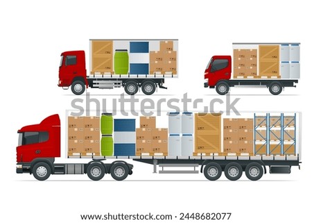 Full truckload, Shipping, Logistic Systems, Cargo Transport. Cargo Truck transportation, delivery, boxes. Delivery and shipping business cargo truck.