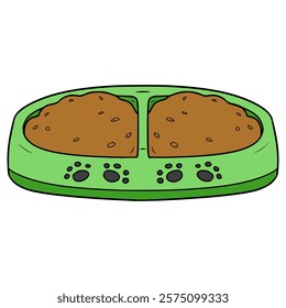 full twin pet bowl illustration hand drawn isolated vector