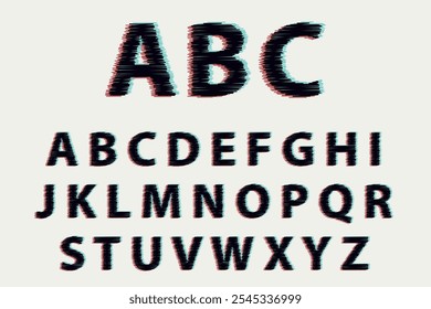 Full uppercase alphabet in glitch effect style