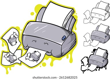 Full vector cartoon printer illustration, eps 10, editable.