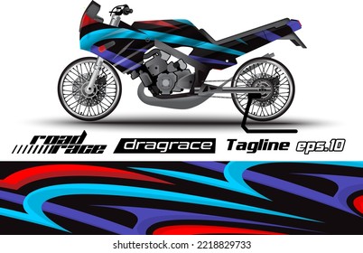 Full Vector Drag Racing Motorcycle Sticker Wrapping Design Eps.10