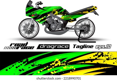 Full Vector Drag Racing Motorcycle Sticker Wrapping Design Eps.10