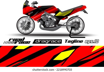 Full Vector Drag Racing Motorcycle Sticker Wrapping Design Eps.10