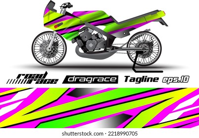 Full Vector Drag Racing Motorcycle Sticker Wrapping Design Eps.10