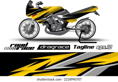 Full Vector Drag Racing Motorcycle Sticker Wrapping Design Eps.10