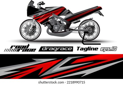 Full Vector Drag Racing Motorcycle Sticker Wrapping Design Eps.10