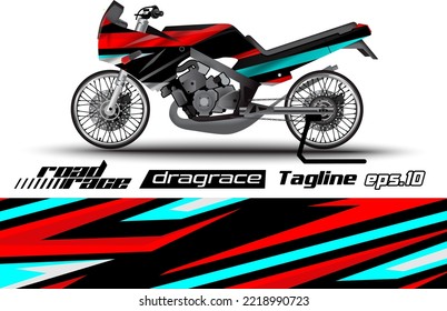 full vector drag racing motorcycle sticker wrapping design eps.10