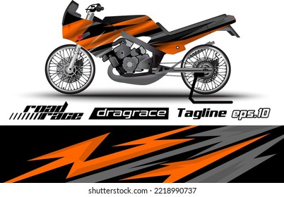 Full Vector Drag Racing Motorcycle Sticker Wrapping Design Eps.10