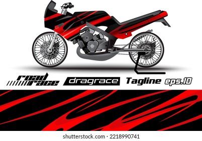 full vector drag racing motorcycle sticker wrapping design eps.10