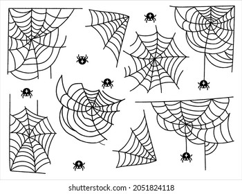 Full vector spider's web with little spider