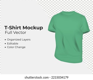 Full vector template of a standard t-shirt mockup with organized layers, editable and color change capabilities for merchandise