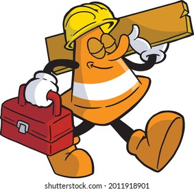 Ilustración de la mascota del contenedor de tráfico vectorial completo_Construcción
