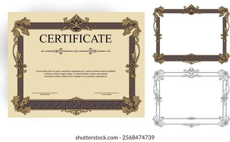 Full vector vintage ornament frame design, editable.