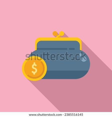 Full wallet of coins icon flat vector. Money home finance. Safe cashback