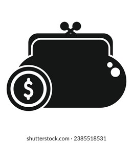 Full wallet of coins icon simple vector. Money home finance. Safe cashback