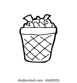 full waste paper bin cartoon