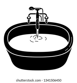 Full water bathtub icon. Simple illustration of full water bathtub vector icon for web design isolated on white background