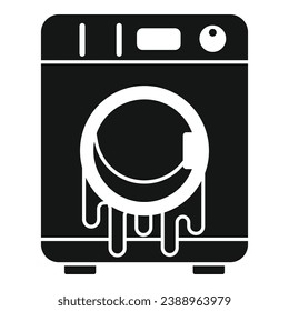 Full water of broken wash machine icon simple vector. Electric worker. Servicing heating