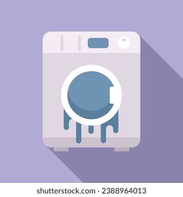 Agua completa del vector plano del icono de la lavadora rota. Trabajador eléctrico. Calefacción de servicio