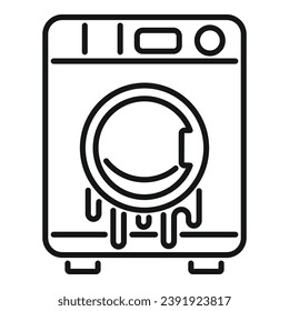 Full water of broken wash machine icon outline vector. Electric worker. Servicing heating