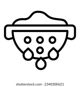 Full water colander icon outline vector. Strainer sieve. Cooking utensil