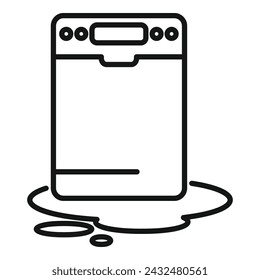 Full water dishwasher icon outline vector. Worker fixing. Room machine