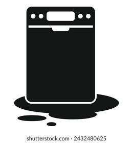 Icono de lavavajillas de agua completa vector simple. Trabajador arreglando. Máquina de sala