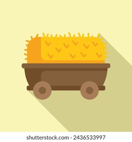 Full wheat wooden cart icon flat vector. Farming natural harvest. Field element