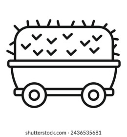 Full wheat wooden cart icon outline vector. Farming natural harvest. Field element