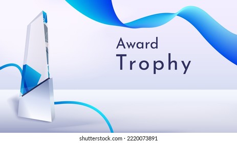 full white background glass cup vector design. audition award trophy. luxury glass trophy for the prize winners of competing auditions
