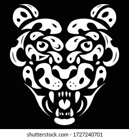 full white tiger logo. with an isolated black background