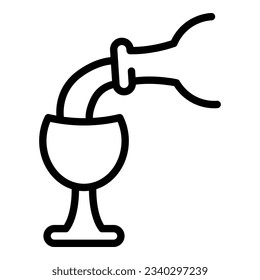 Full wine glass icon outline vector. Vine party. Cook taste