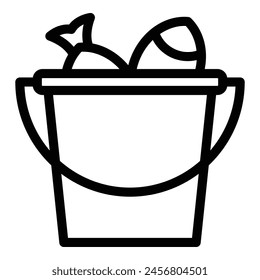 Full winter fish bucket icon outline vector. Ice fishing. Snow lake