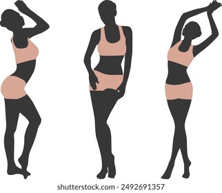 Retrato completo de la silueta del cuerpo de la mujer del modelo de la aptitud