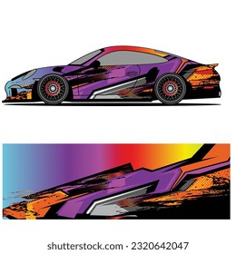 Full wrap racing car abstract vinyl sticker graphics kit 