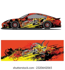 Full wrap racing car abstract vinyl sticker graphics kit 