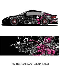 Full wrap racing car abstract vinyl sticker graphics kit 