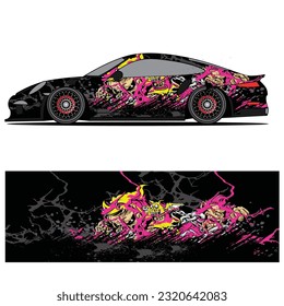 Full wrap racing car abstract vinyl sticker graphics kit 