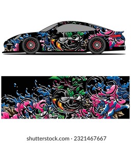 
Full wrap racing car abstract vinyl sticker graphics kit 